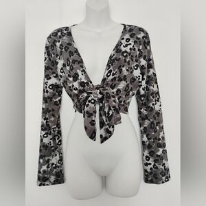 Leopard Print Tie-Front Top